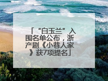 “白玉兰”入围名单公布，浙产剧《小巷人家》获7项提名
