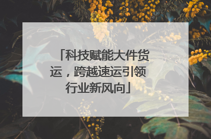 科技赋能大件货运，跨越速运引领行业新风向