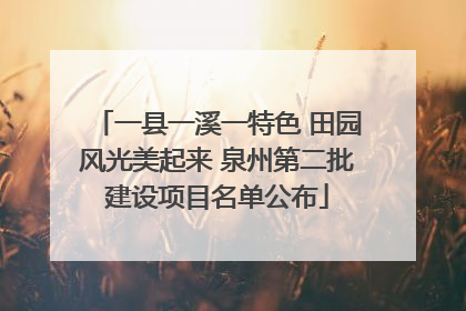 一县一溪一特色 田园风光美起来 泉州第二批建设项目名单公布