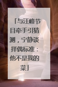 与汪峰节目牵手引猜测，宁静谈择偶标准：他不是我的菜