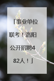 事业单位联考！洛阳公开招聘482人！