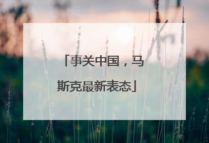 事关中国，马斯克最新表态