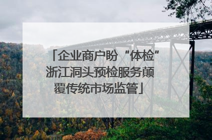 企业商户盼“体检” 浙江洞头预检服务颠覆传统市场监管