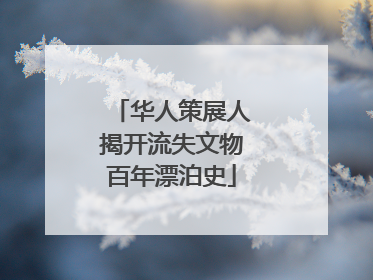 华人策展人揭开流失文物百年漂泊史