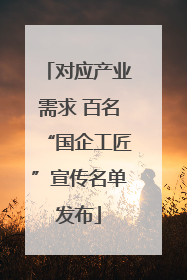 对应产业需求 百名“国企工匠”宣传名单发布
