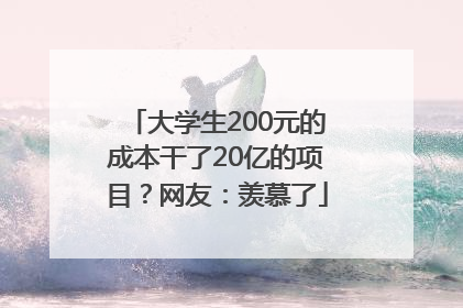 大学生200元的成本干了20亿的项目？网友：羡慕了