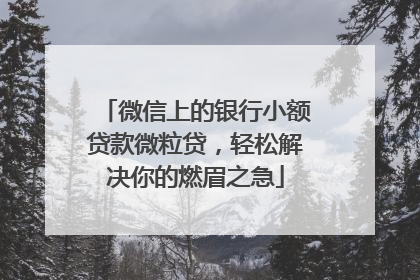 微信上的银行小额贷款微粒贷，轻松解决你的燃眉之急