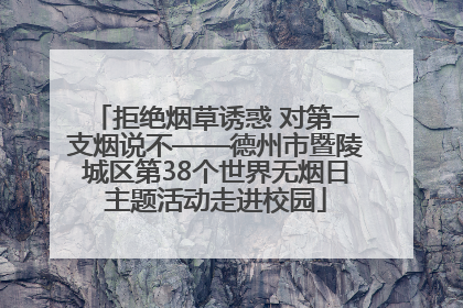 拒绝烟草诱惑 对第一支烟说不——德州市暨陵城区第38个世界无烟日主题活动走进校园