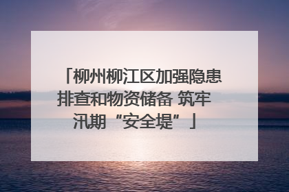 柳州柳江区加强隐患排查和物资储备 筑牢汛期“安全堤”