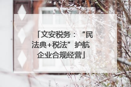 文安税务：“民法典+税法”护航企业合规经营