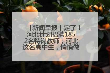 新闻早报丨定了！河北计划招聘1852名特岗教师；河北这名高中生，悄悄做了件超酷的事>>