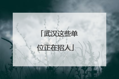 武汉这些单位正在招人