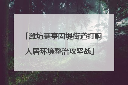 潍坊寒亭固堤街道打响人居环境整治攻坚战