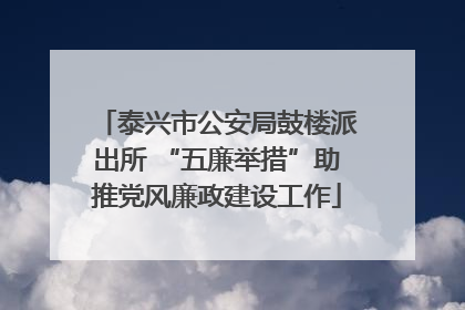泰兴市公安局鼓楼派出所 “五廉举措”助推党风廉政建设工作
