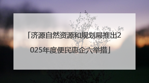 济源自然资源和规划局推出2025年度便民惠企六举措
