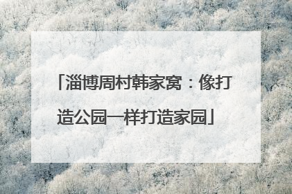 淄博周村韩家窝：像打造公园一样打造家园