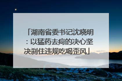 湖南省委书记沈晓明：以猛药去疴的决心坚决刹住违规吃喝歪风