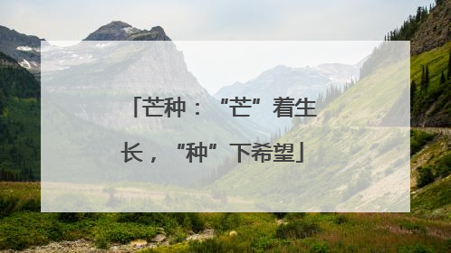 芒种：“芒”着生长，“种”下希望