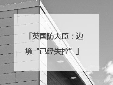 英国防大臣：边境“已经失控”