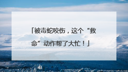 被毒蛇咬伤，这个“救命”动作帮了大忙！