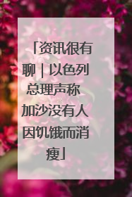 资讯很有聊｜以色列总理声称 加沙没有人因饥饿而消瘦