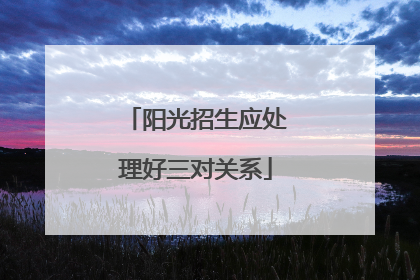 阳光招生应处理好三对关系