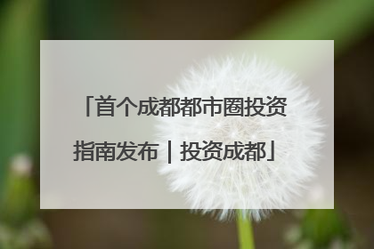 首个成都都市圈投资指南发布｜投资成都