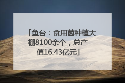 鱼台：食用菌种植大棚8100余个，总产值16.43亿元