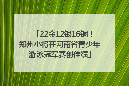 22金12银16铜！郑州小将在河南省青少年游泳冠军赛创佳绩
