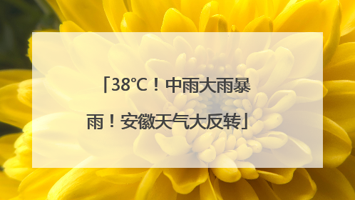 38℃！中雨大雨暴雨！安徽天气大反转