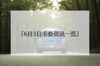 6月3日重要资讯一览